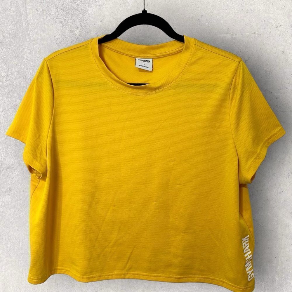 Gymshark Cropped Top Lightweight Yellow Melon Short Sleeve Shirt Size L